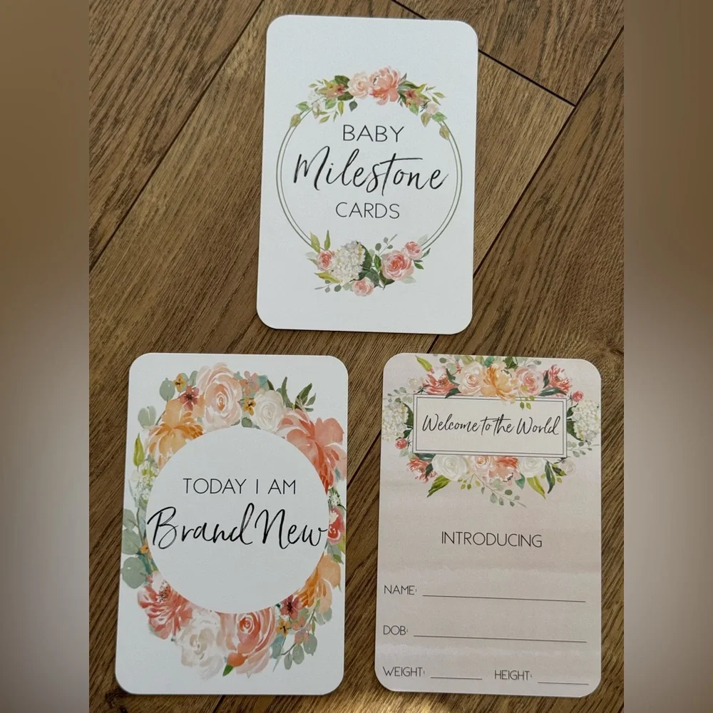 Baby Girl Milestone Cards with Cute Pink Ruffled Baby Bloomers